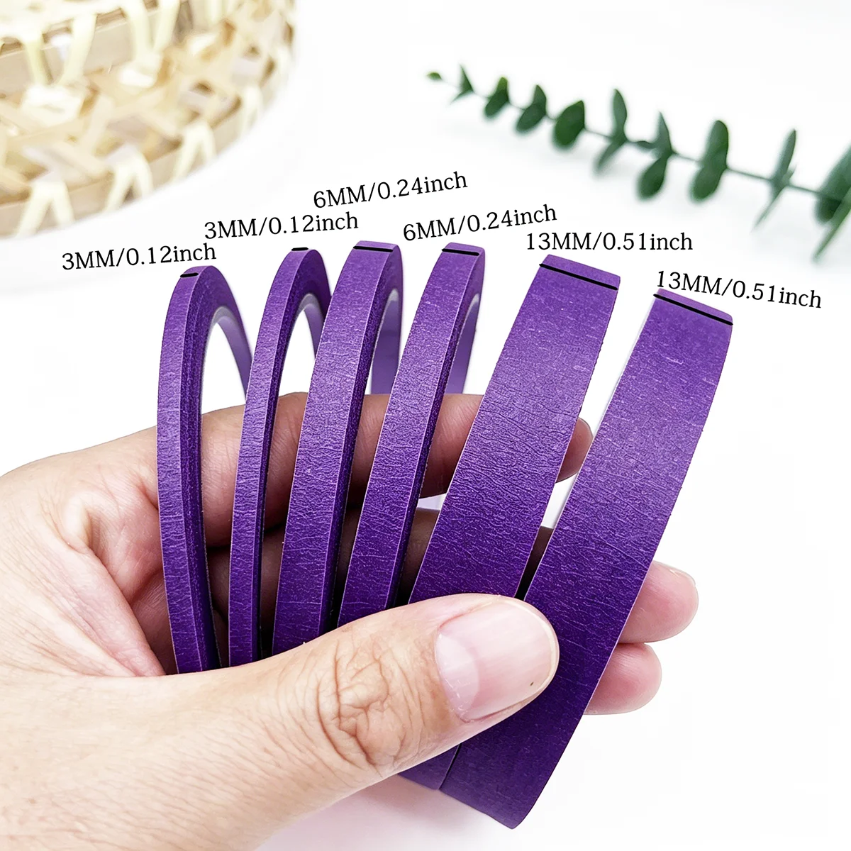 3mm-13MM Purple Craft Masking Tape, 20m Length Paper Adhesive Tape for Painting, Sketching, Garment Marking, DIY Art Decoration view 5