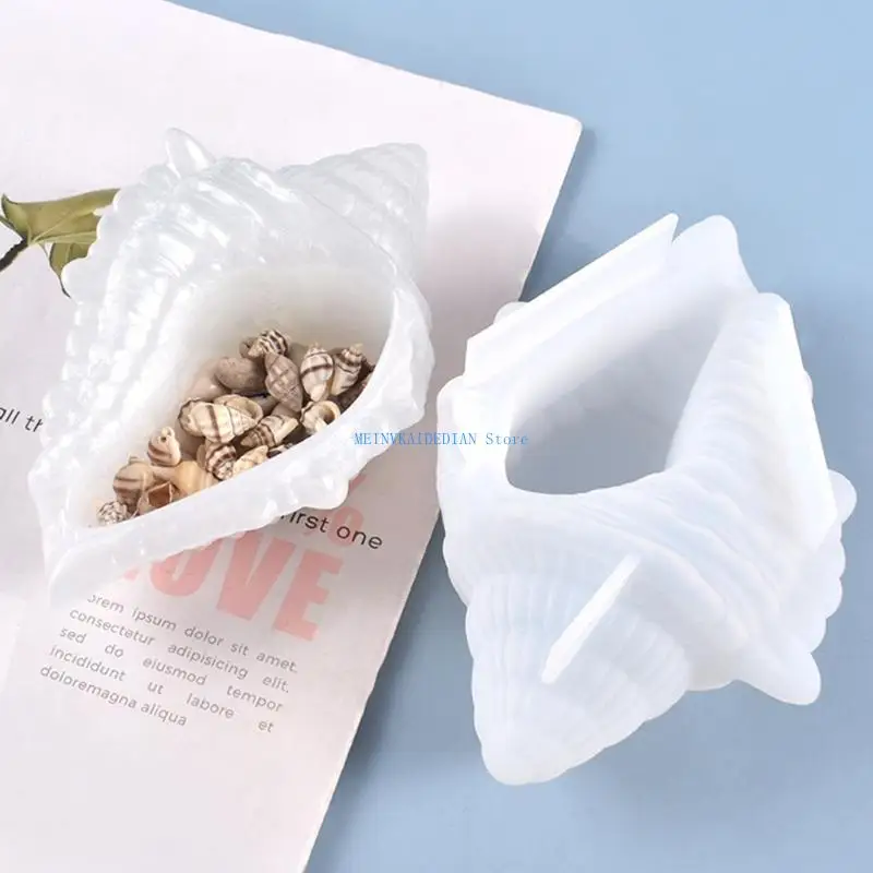

C1FE Conch Storage Box Silicone Mould DIY Crafts Container Making Tool Crystal Epoxy Resin Mold