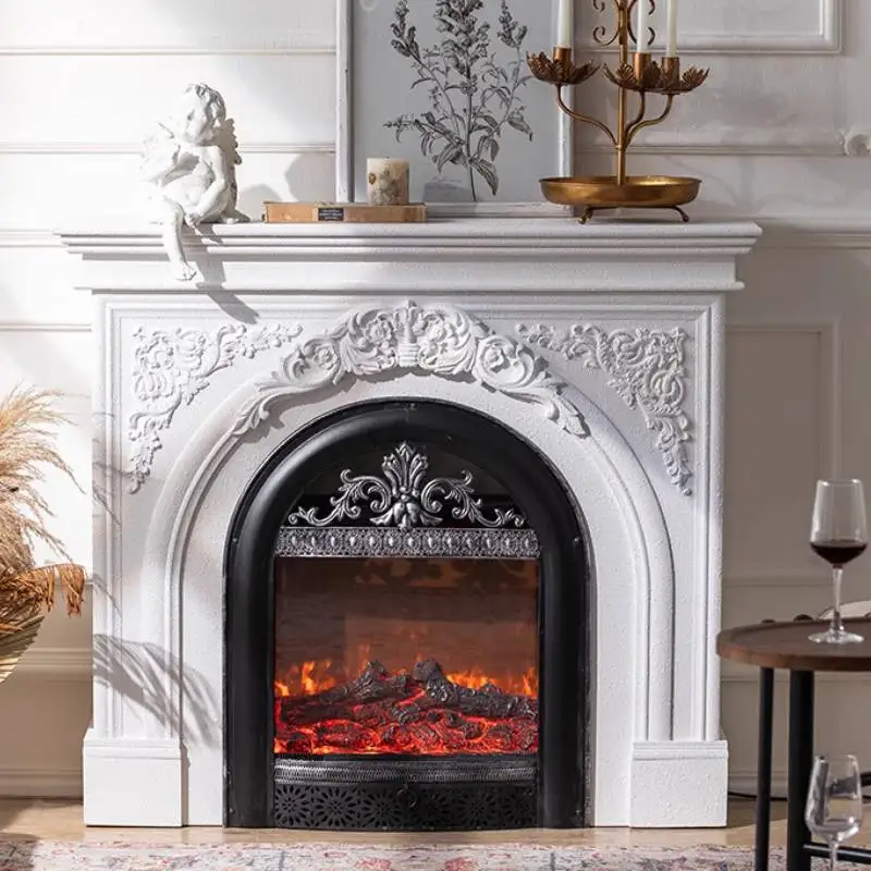 Chimenea de sala de estar de exhibición estrecha, gabinetes de salón arqueados de madera grandes con ahorro, muebles de salón de esquina de China para el hogar