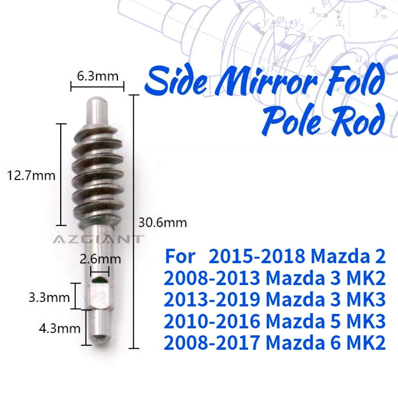 

For Mazda 2 3 5 6 Hatchback Car Side Exterior Rearview Folding Mirror Gear Pole Metal Rod DIY Repair Inner Vehicle Accessories