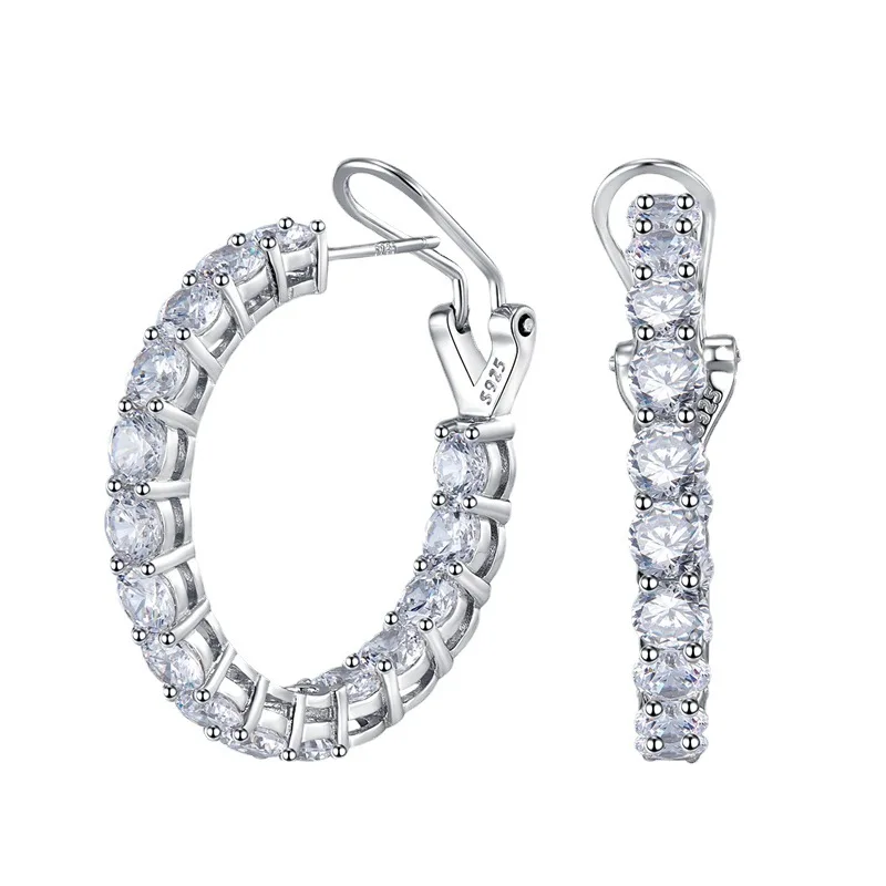 

Luxury Moissanite Zircon Hoop Earring 100% Real 925 sterling silver Party Wedding Earrings for Women Bridal Engagement Jewelry