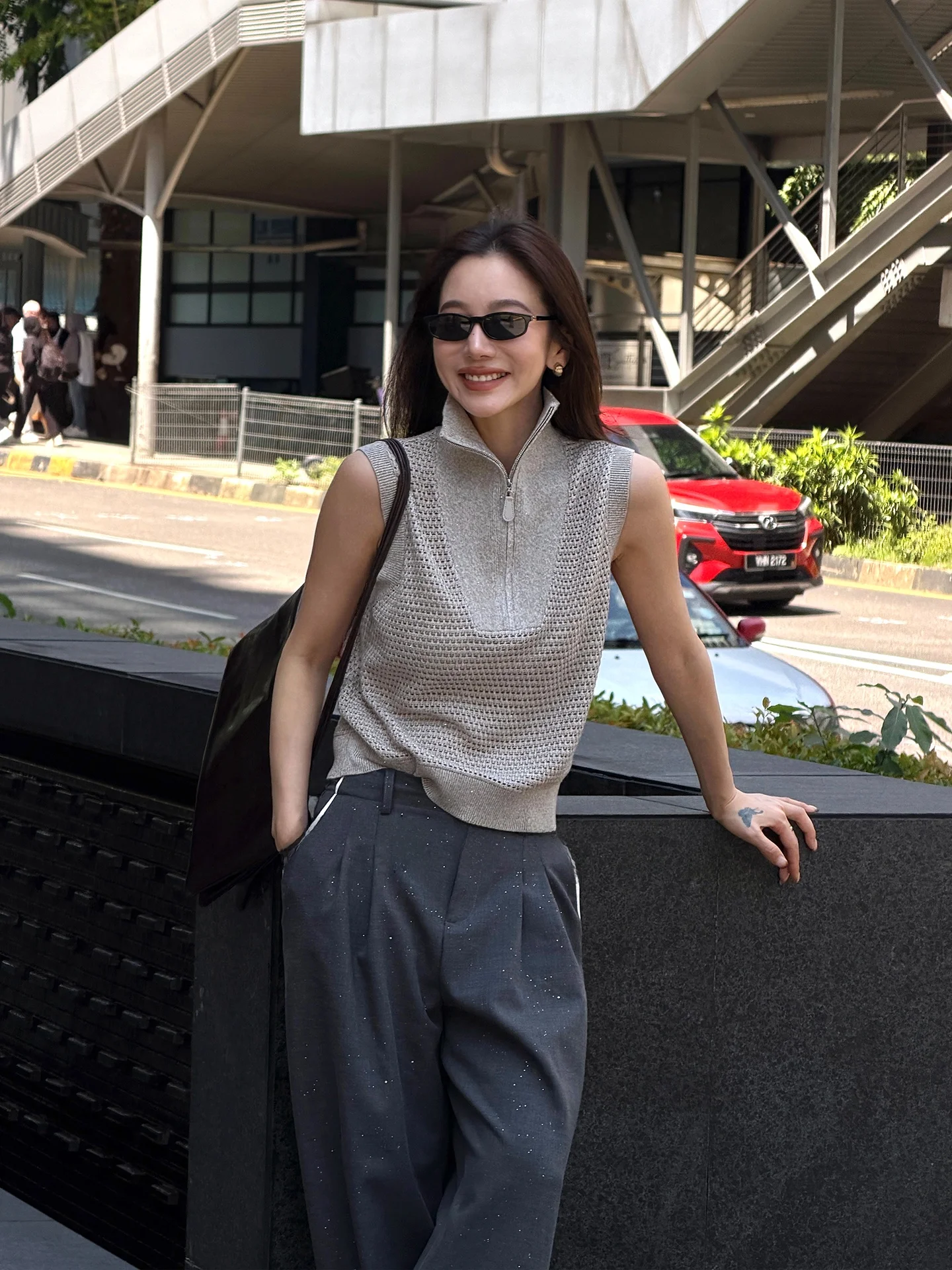 

LiHuiEr ey Knitted Vest Women's Casual Sle Long Sve Warmth Faion Design Spring Season Wool Blend Fiber Top