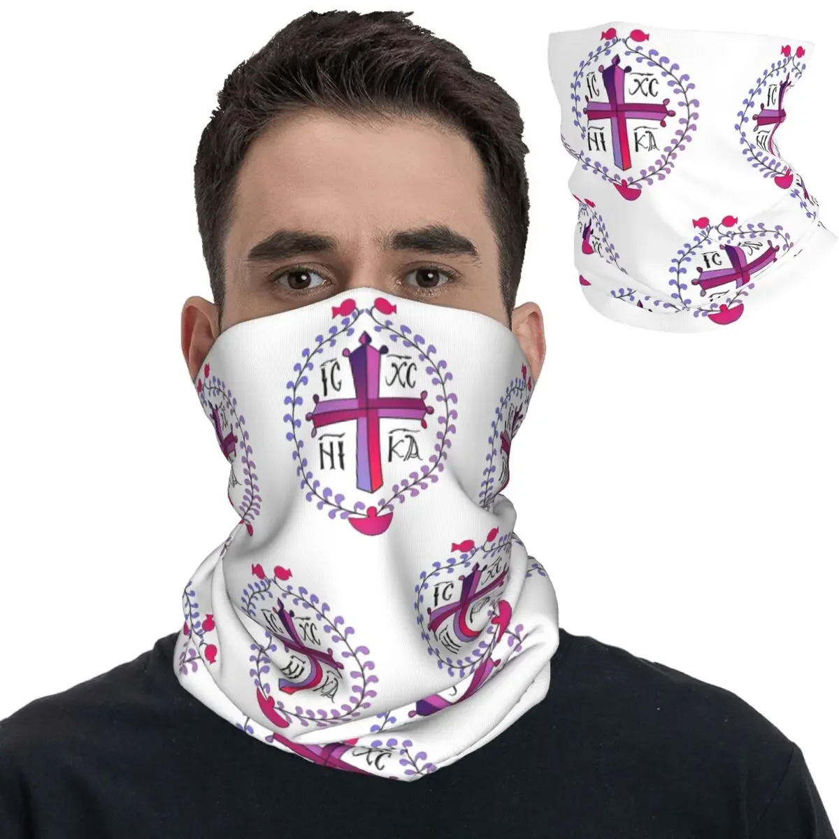 XC NIKA Christogramme  Christ Bandana Neck Cover Printed Balaclavas Face Mask Scarf Warm Headband For Men Women Adult