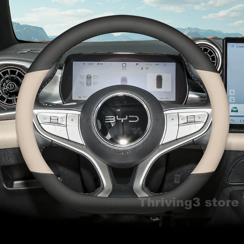 

Leather Car Steering Wheel Cover For BYD Yuan Pro Atto 2 Han Tang 2022-2025 Non-slip Auto Steering Wheel byd atto 3 Accessories