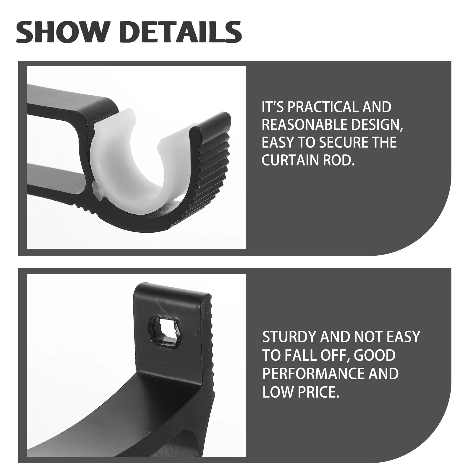 

Curtain Rod Double Bracket Thickened Heavy Duty Aluminum Alloy Rod Supporting Rack for Household Office Study Dormitory