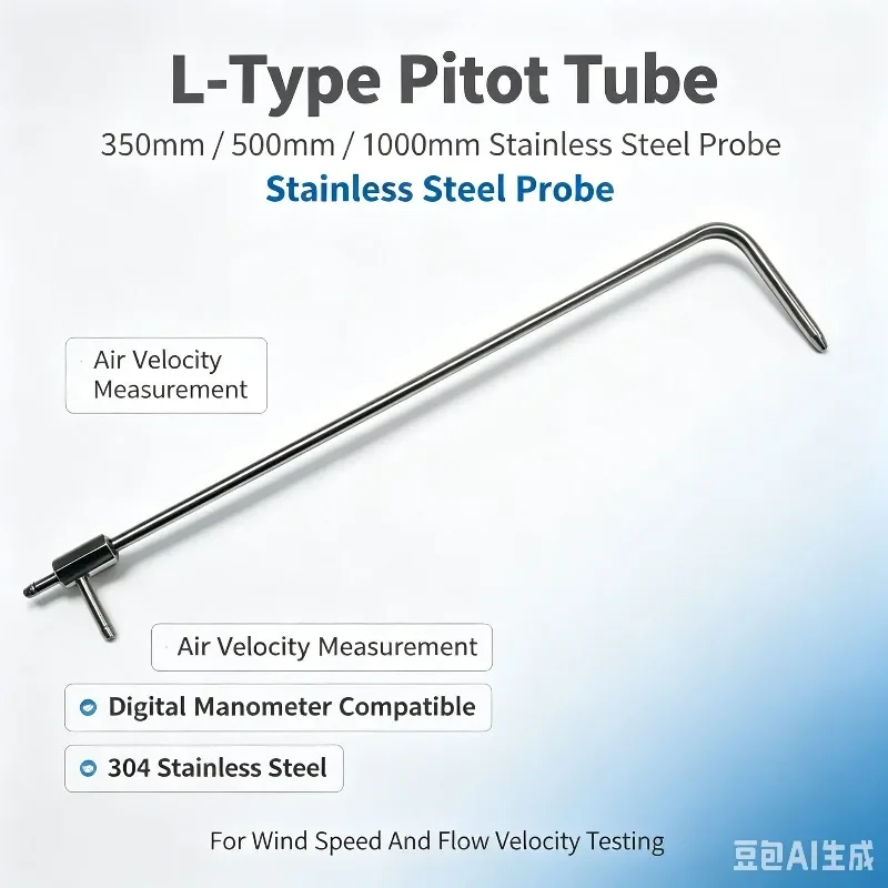 TPL Series L Shape Pitot Tube 350mm 500mm Wind Speed Measuring Probe Air Flow Velocity Test Pitot Tube Sensor
