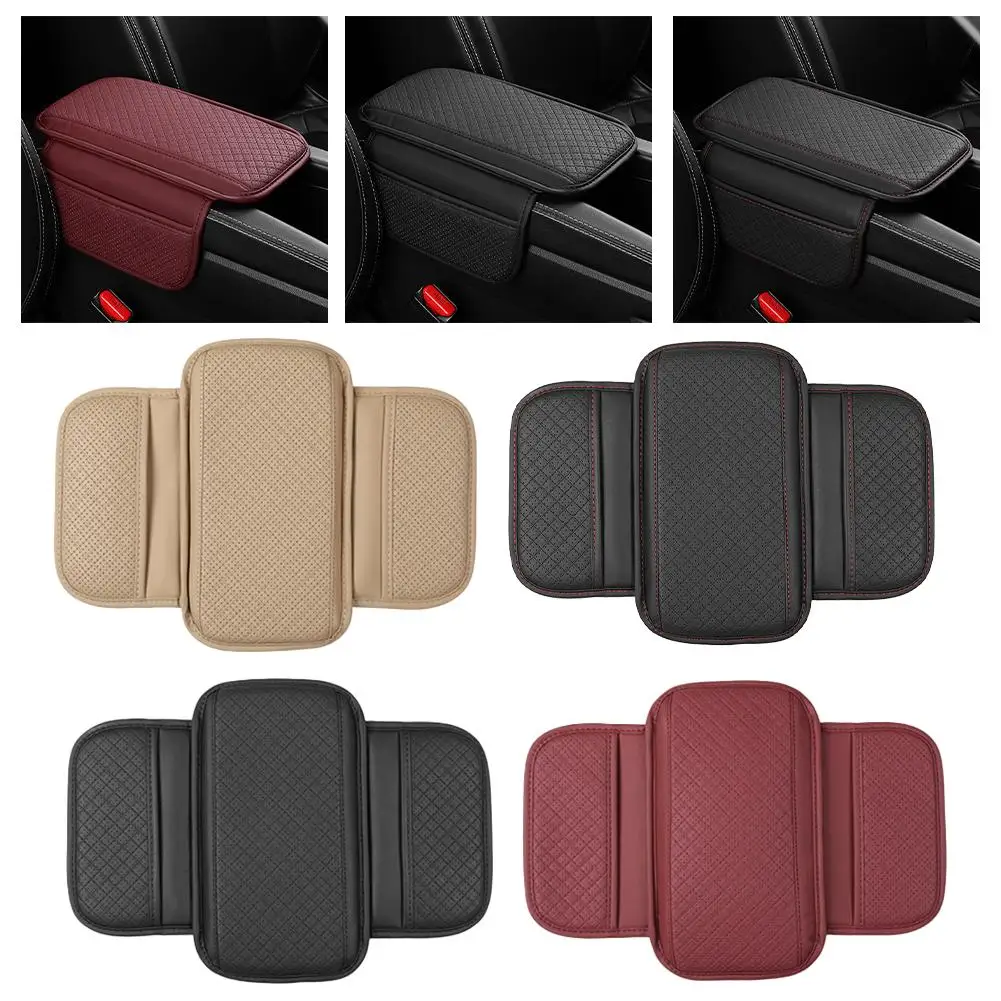 الجلود مسند ذراع السيارة صندوق وسادة رغوة الذاكرة مركز وحدة التحكم الذراع الراحة حامي غطاء مع تخزين جيب الكوع وسادة الراحة #6