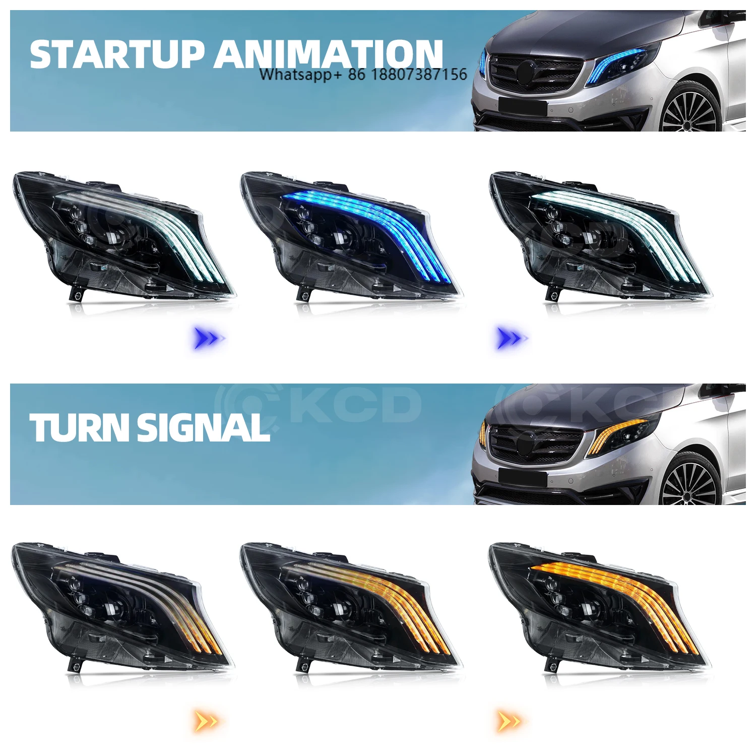 

LED Tail Lights for V-Class VITO V250 V260 W447 2016-2021 Retrofit Turn Signal Lamp Sequential IP67 Waterproof 12V New