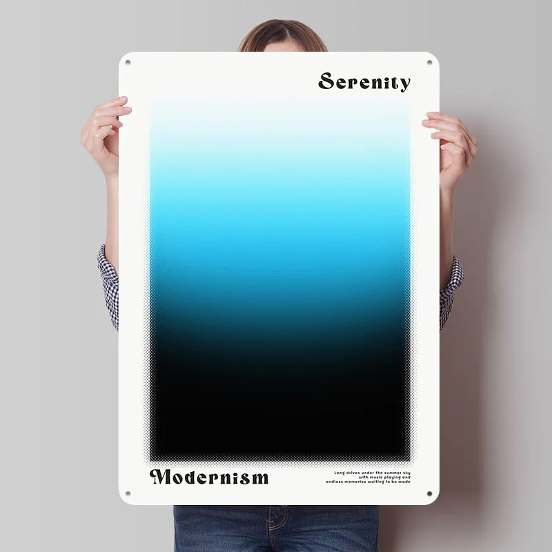 Serenity Modernism Blechposter Individuelle Wandkunst Vintage Metallschilder Retro Blechschild für Dekorationszwecke Wohndekor-Artikel