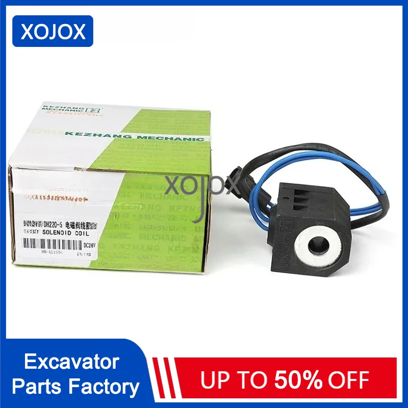 

XOJOX For Doosan daewoo DH220-5 Zhuzi Pump Electromagnetic Valve Travel Coil 24V Pilot Safety Locking Electromagnetic Valve