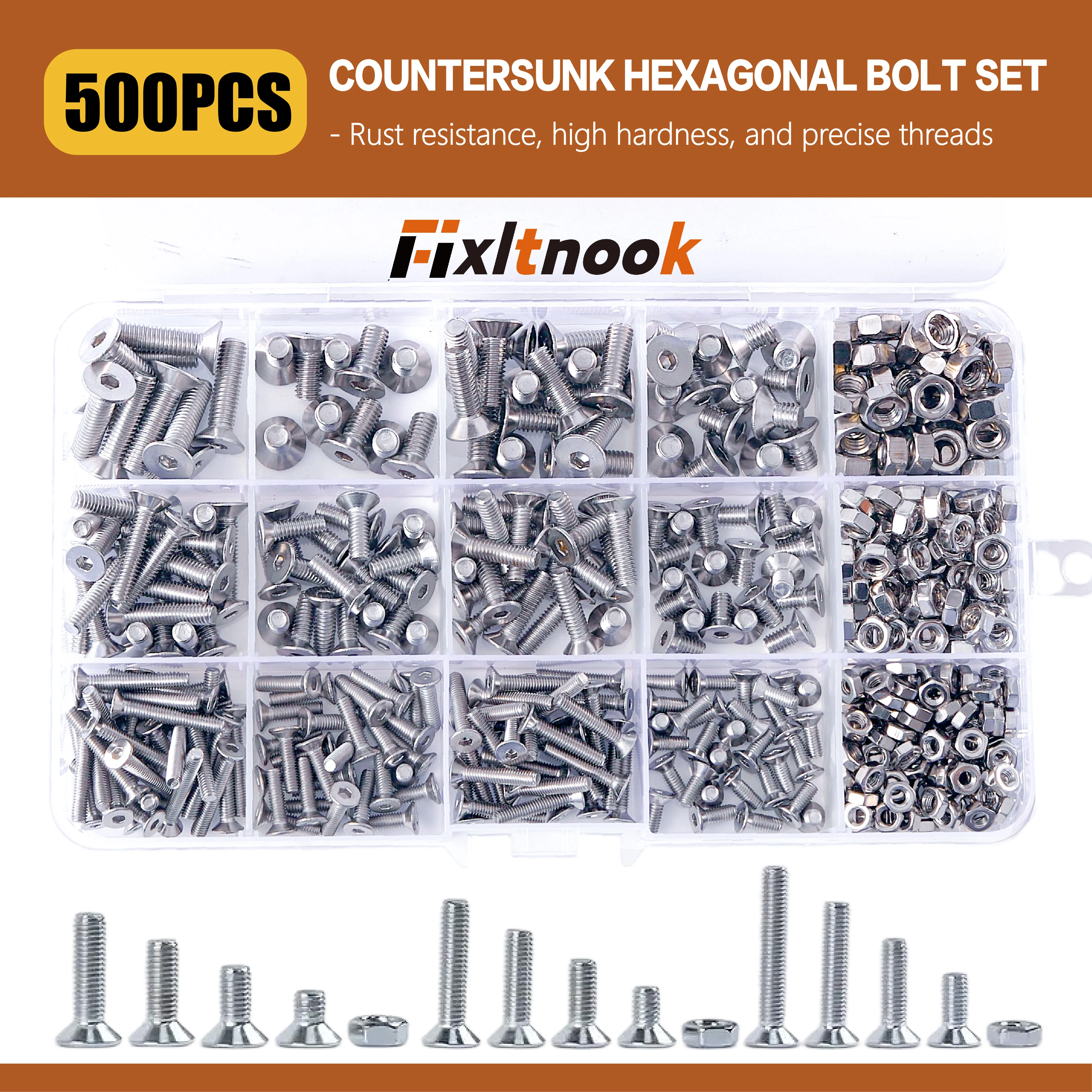 500 pezzi, viti a esagono incassato in acciaio inossidabile 304 di alta qualità - Robusto design svasato