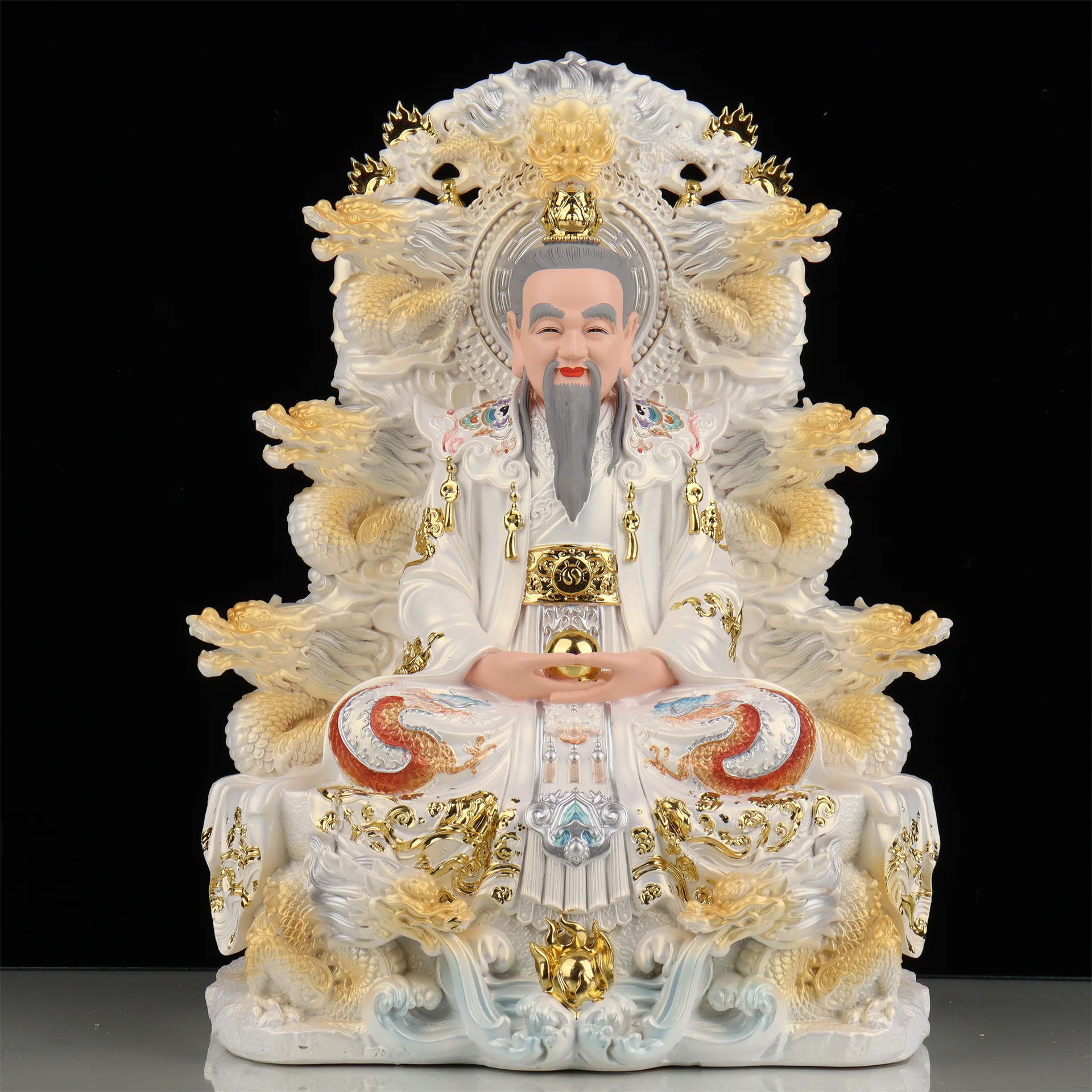 Resin Sanqing Taoist AncestorSanqing Patriarch God Statue Taishang Laojun Primordial Moral Spirit Treasure Tianzun Ornament