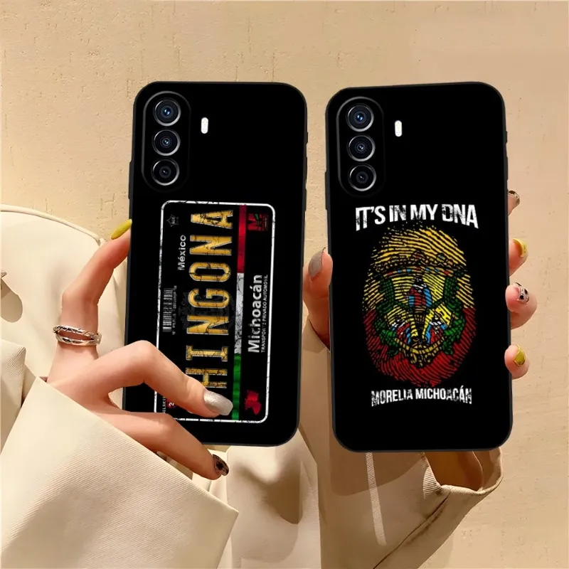 Michoacan License Plate Embroidery Phone Case Funda For Huawei P30 P40 P50 P10 P20 Lite Mate 40 Pro Plus Psmart Z 6 7 5 Back