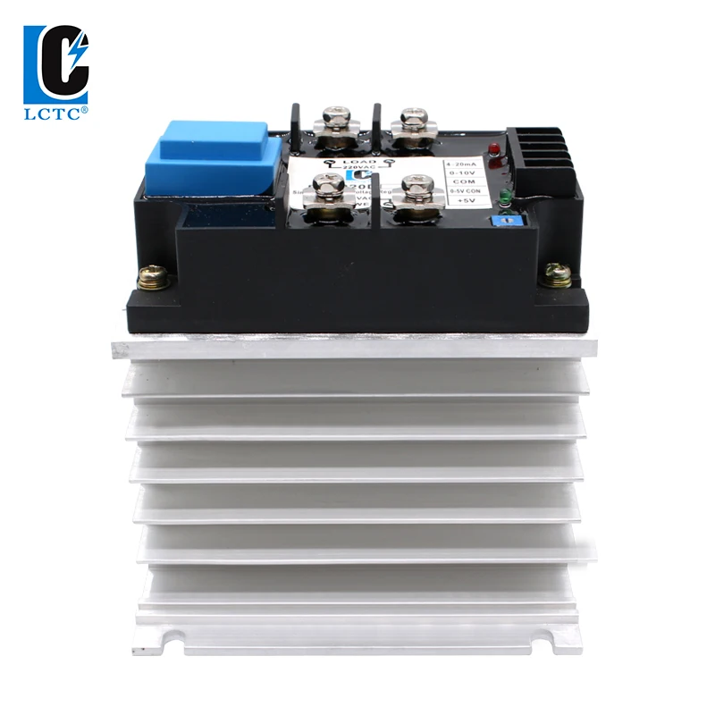 LCTC Single Phase AC Voltage Regulator Relay Module With Heat Sink 220V 380V 60A 80A Enhanced Isolation Power Stabilizer DTY