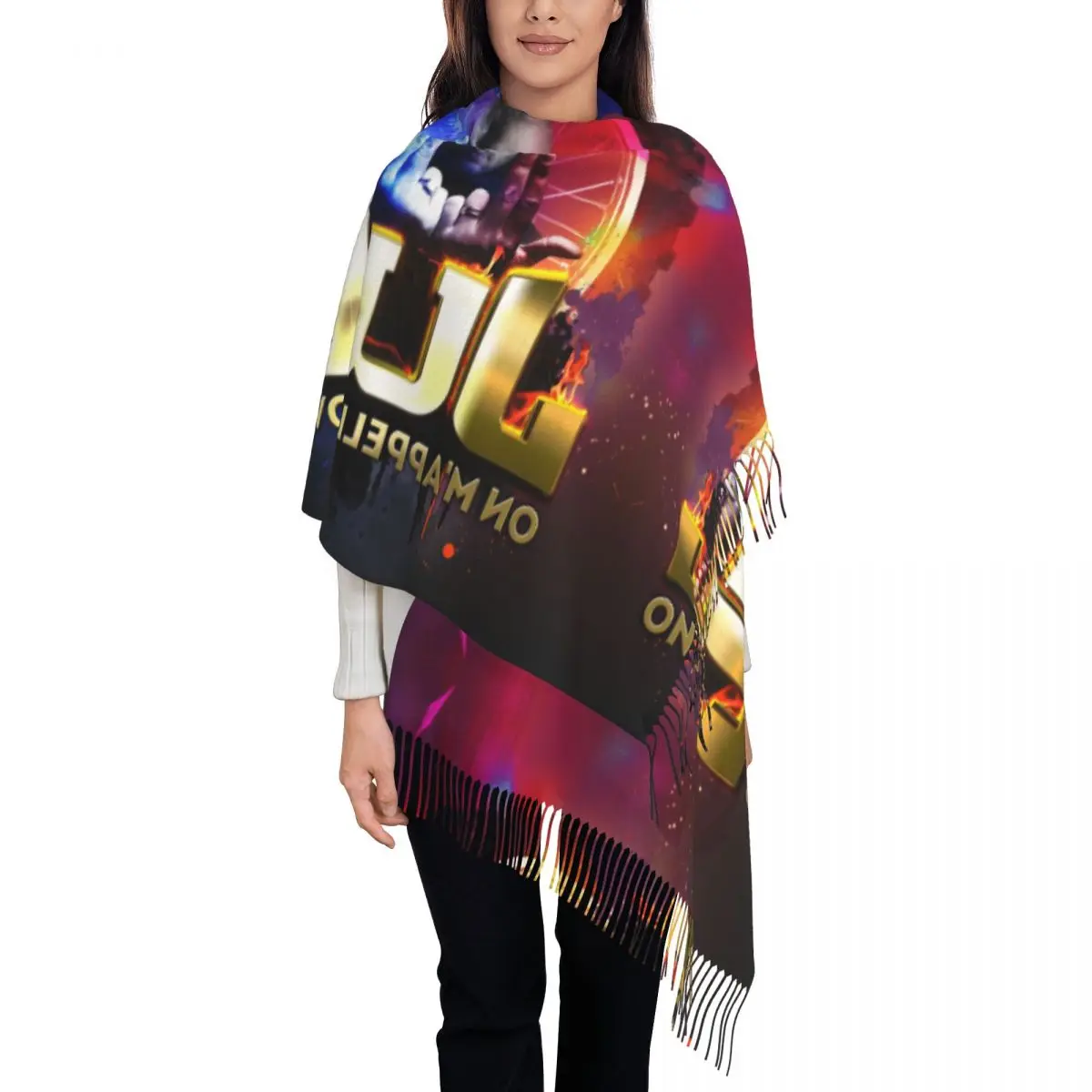 

Шарф с французским рэпером и принтом на заказ, женские и мужские зимние теплые шарфы, шаль, накидка