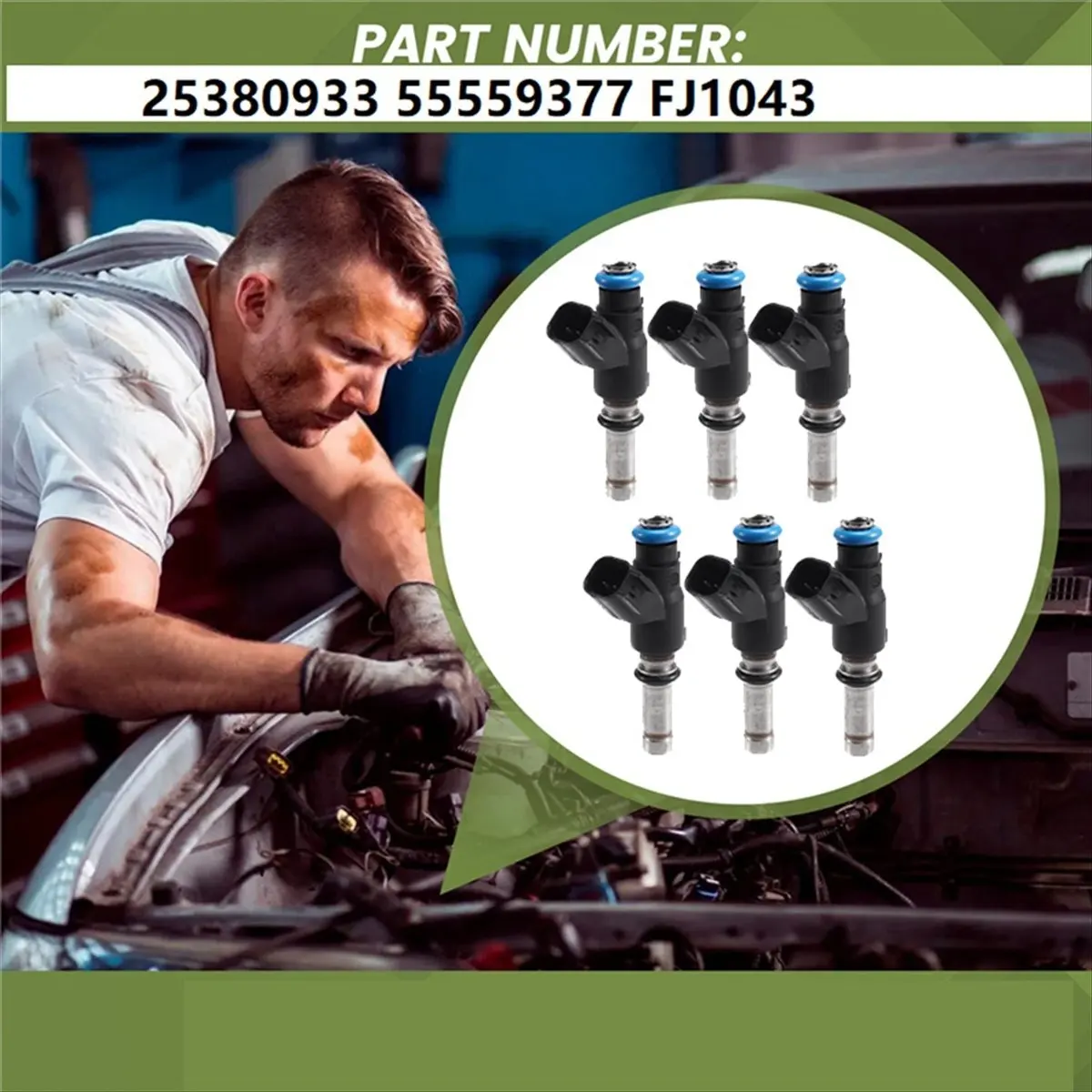 #56I Automotive Parts & Accessories,6pcs Car Fuel Injector Nozzle for Chevy Hyundai Accent Vauxhall Astra (Black & Silver)