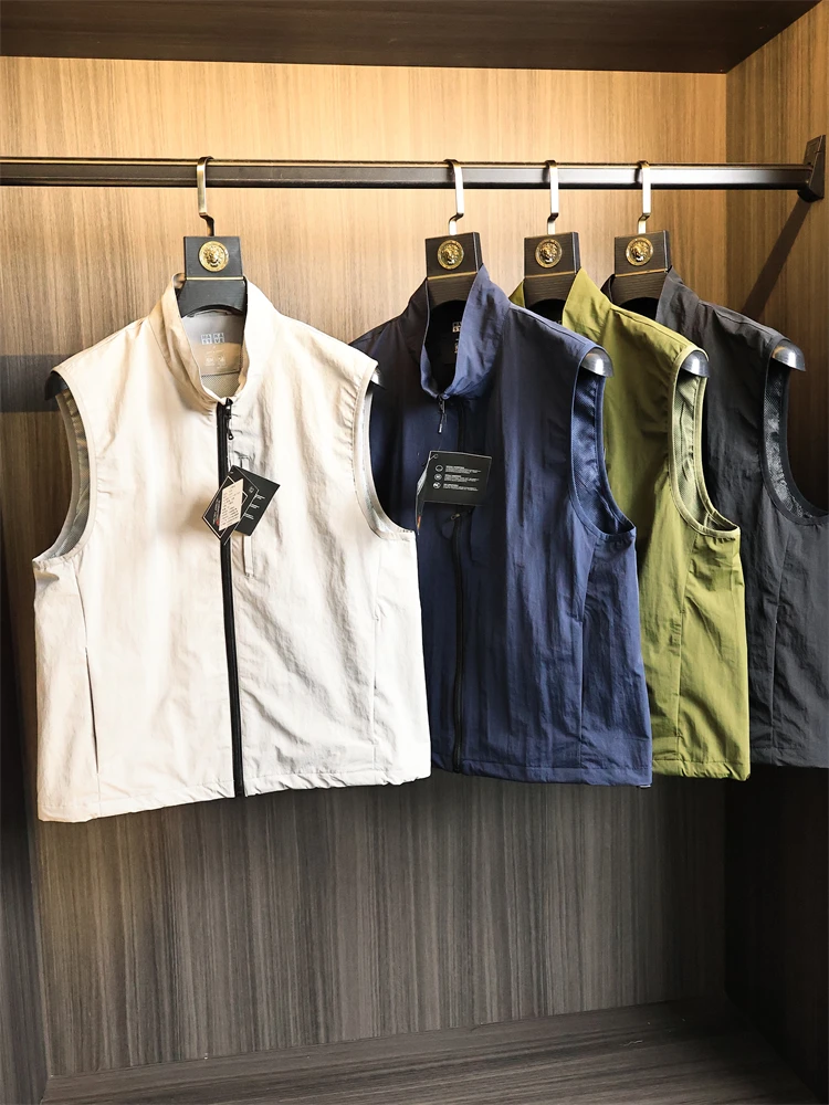 

Легкий уличный жилет, мужской однотонный жилет с воротником Qui Dry Technology, водонепроницаемый износостойкий осенний модный городской жилет