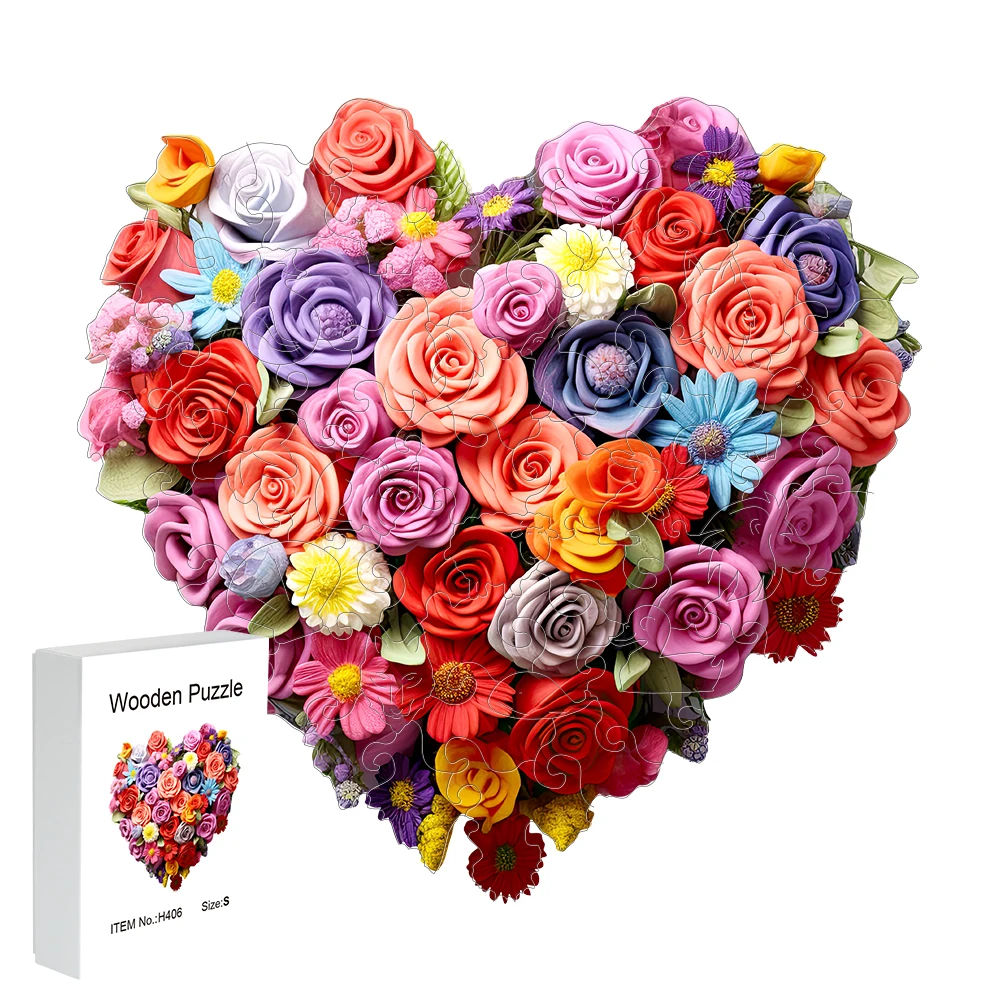 

Деревянный пазл, подарочная коробка с цветком на день Святого Валентина, изысканный подарок на День святого Валентина, головоломка неправильной формы в форме животного, подарок для взрослых, декомпрессия