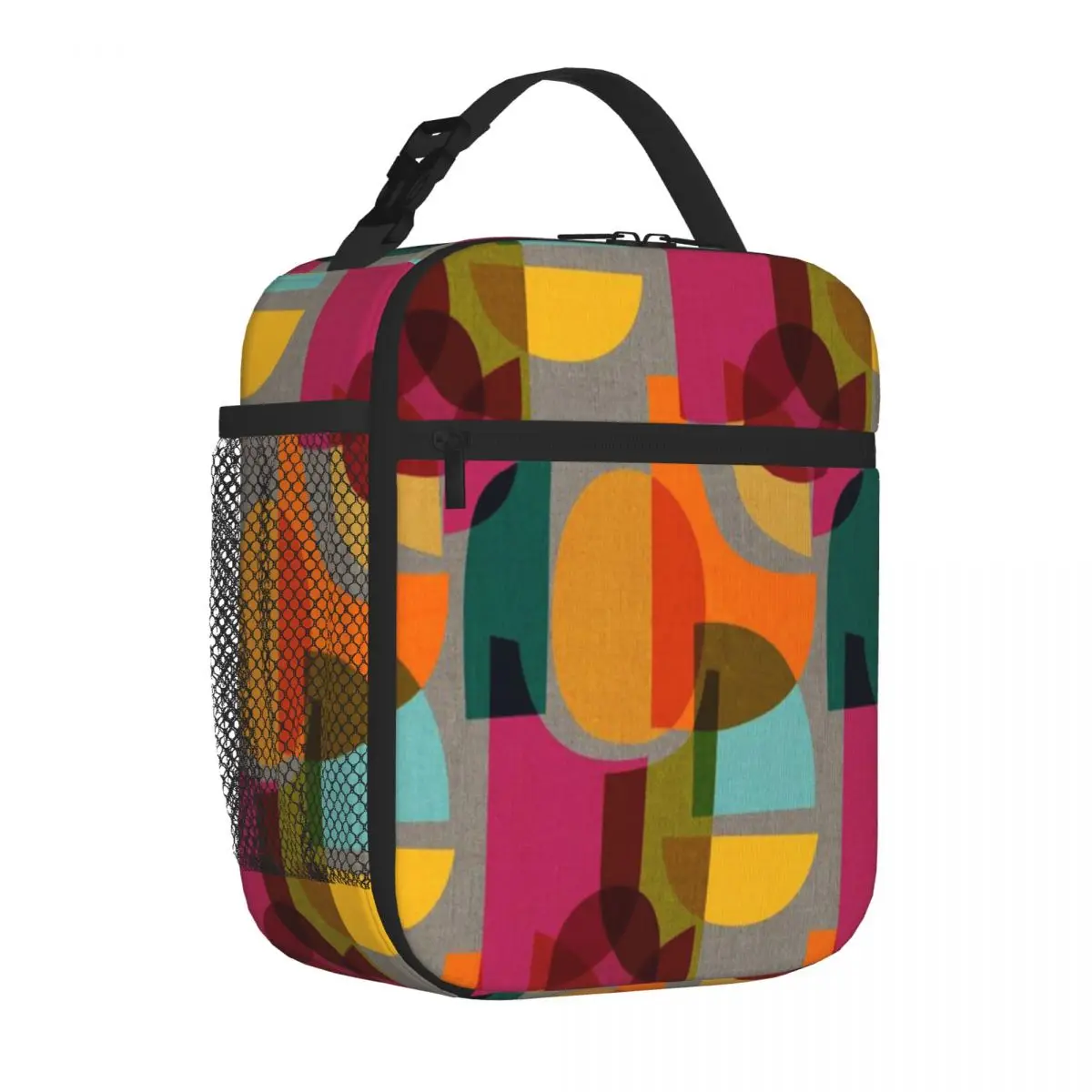 Hot Sale Mid Century Kaleidoscope Cute Office Lunch Bag Bus Trip Insulated Snack Tote