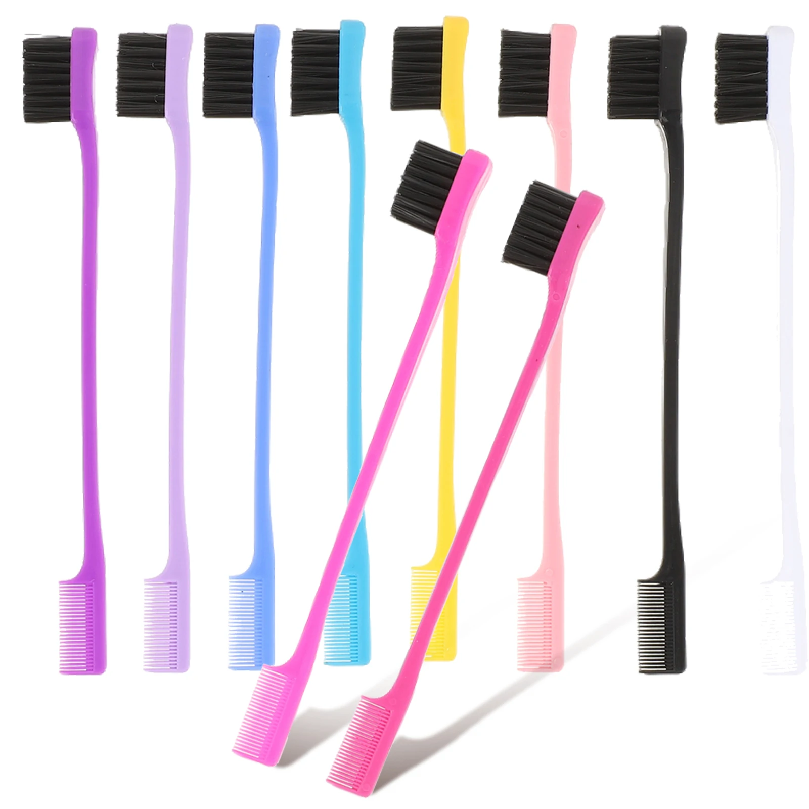 

10pcs Dual Brow ABS Eyebrow Lash Comb Tools Long Bristles Makeup Brush Set Makeup Brush Combs Accessories