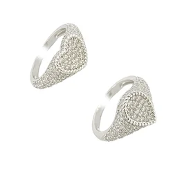 Silver Color Micro Paved CZ Pinky Ring For Women Cute Lovely Small Little Finger Jewelry Open #4
