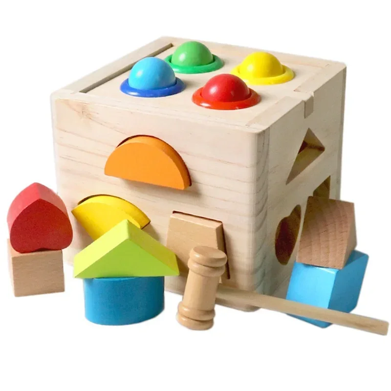 

Brain Box Shape Porous Shape Cognitive Pair Tapping Wooden And Child Early Toy Baby Building Blocks