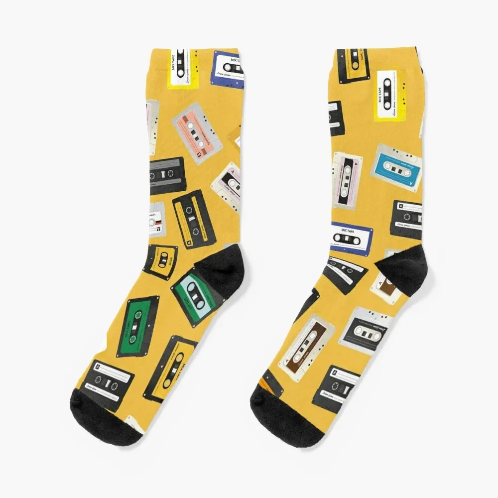 Retro Vintage Cassette Tape Pattern Socks christmass gift Non-slip Man Socks Women's