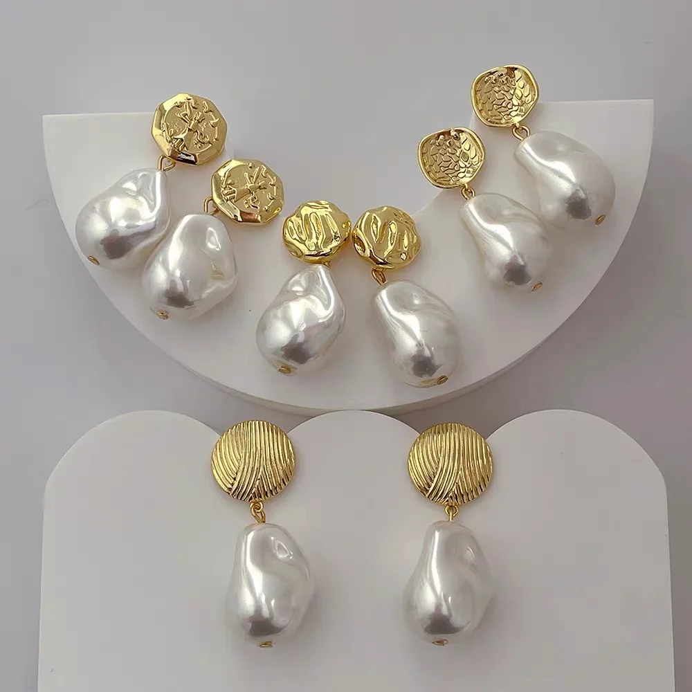 

French Simple Design Baroque Pearl Earrings Women Light Luxury Wedding Party Jewelry Accessories 2024