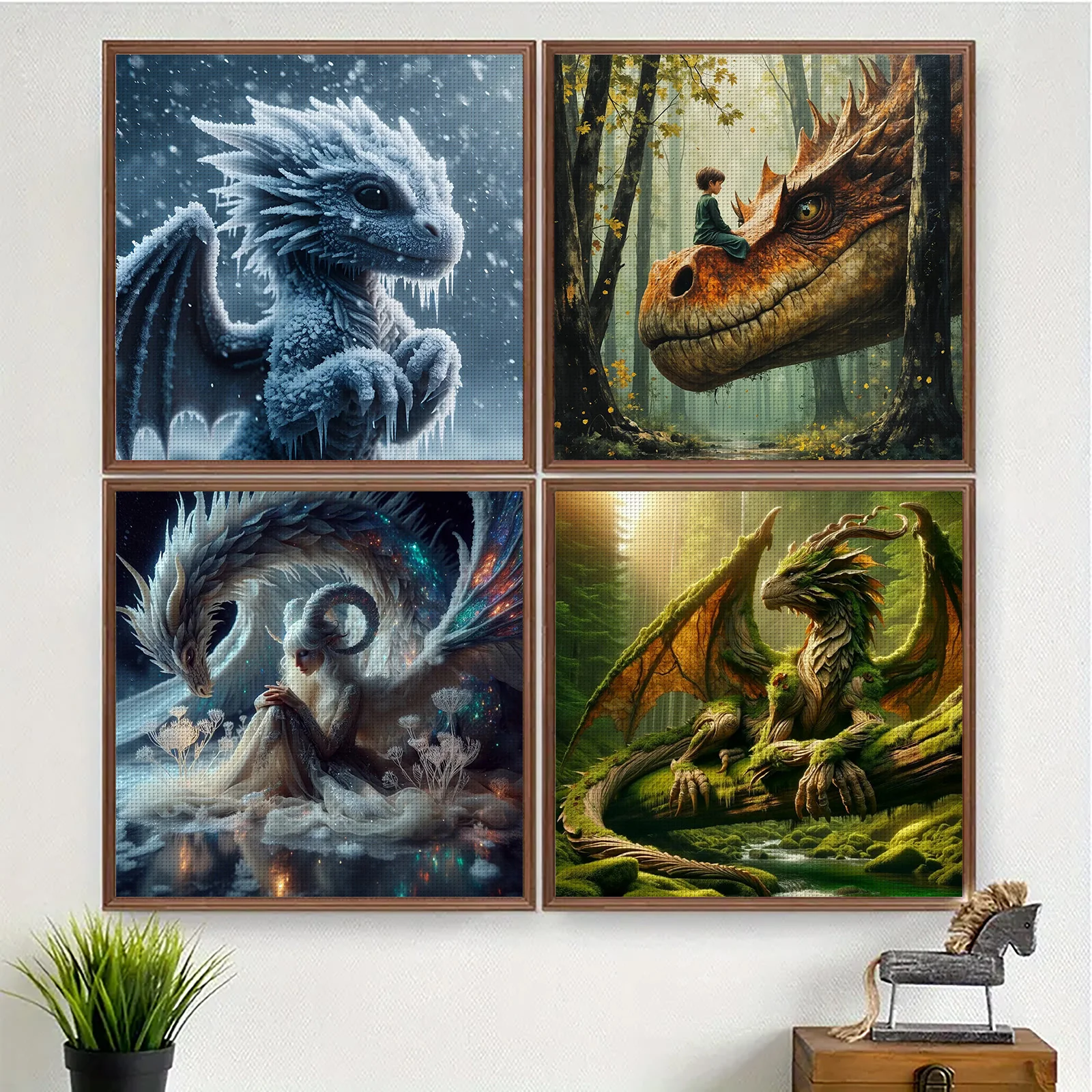 

1PC 46X46cm/18.11X18.11inch, 11CT print cross stitch DIY kit,Fantasy Dragon,adult beginner's relaxed cross stitch stitch set