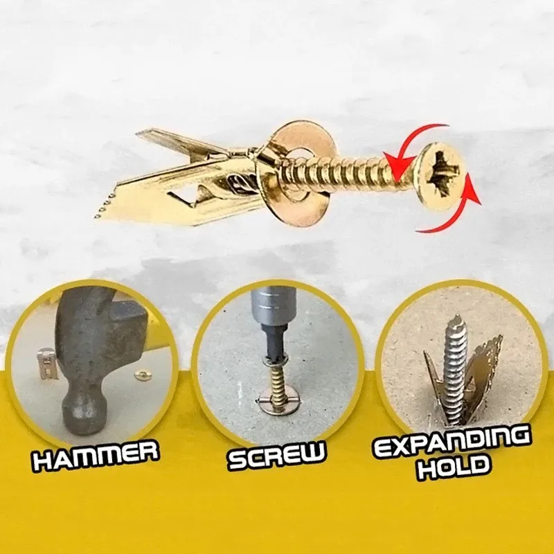 New 20Pcs Self Drilling Drywall Anchors with Screws Expansion Nails Self-Tapping Screw Kits Heavy Duty Metal Wall Anchors 2 Size