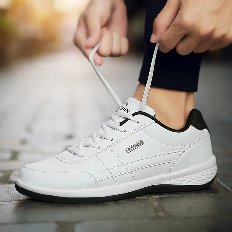 Baskets de tennis en plein air pour hommes, chaussures d'entraînement en PU à lacets, chaussures décontractées à la mode, grande taille pour hommes, confortable, Shoes39-48 canisé