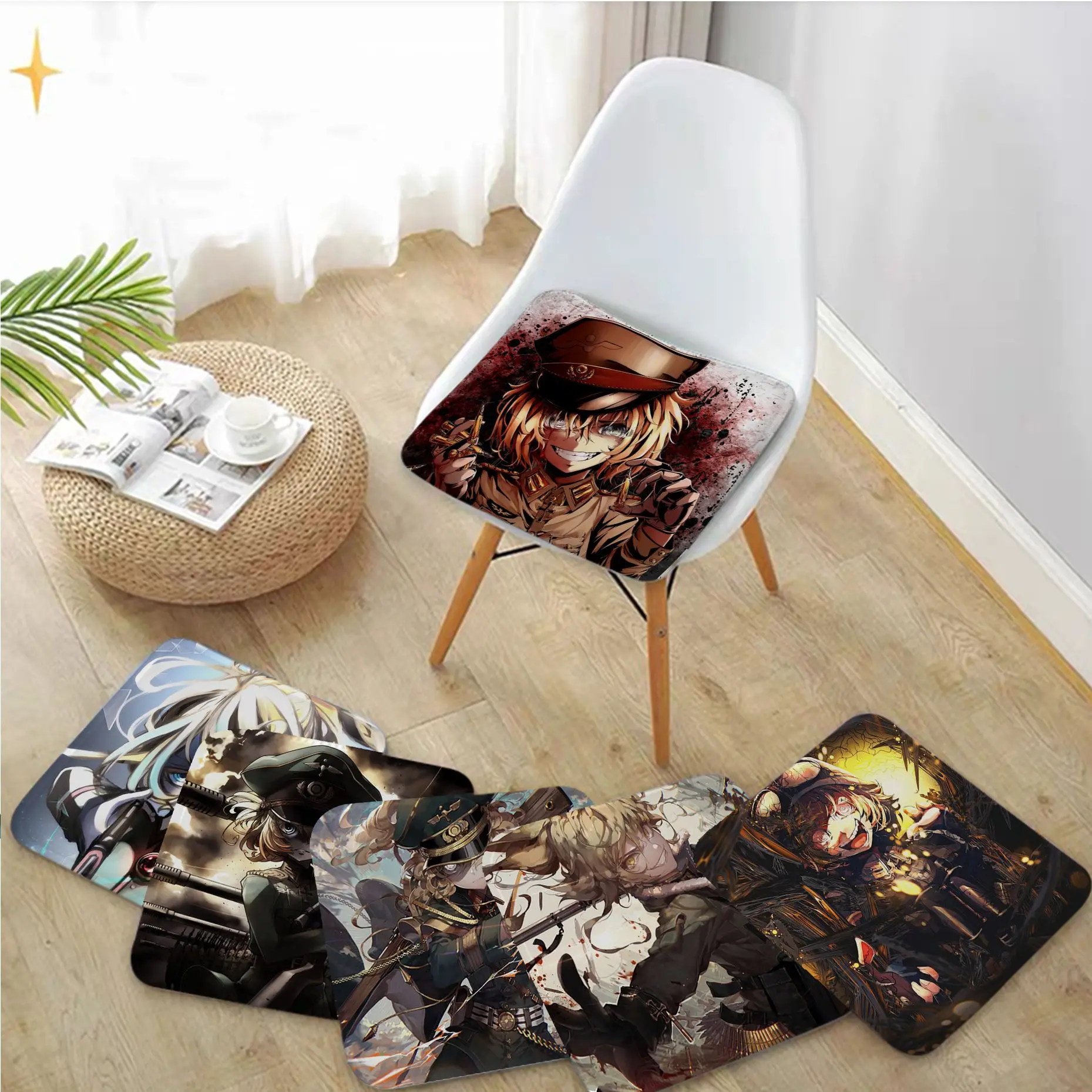 

Anime Youjo Senki Round Fabric Cushion Non-slip Living Room Sofa Decor Students Stool Tatami Office Cushion Pads