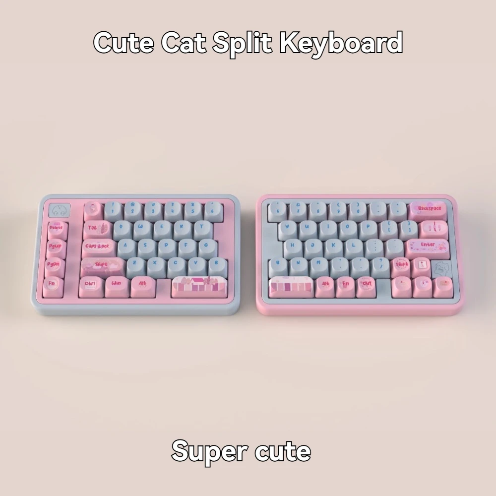 

Cute Cat Split Mechanical Keyboard Kit Wireless Tri-mode Gasket Hot-Swap Custom Aluminium Ergonomic Office Gaming Keyboard VIA