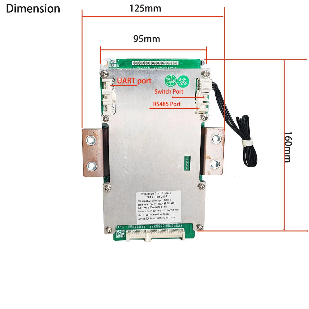200A 24V 7S 8S 36V 10S الذكية BMS 12S 13S 14S 15S 16S 17S 20S 22S بطارية ليثيوم أيون أو Lifepo4 48v 60v 72V blueooth BMS مع 250A
