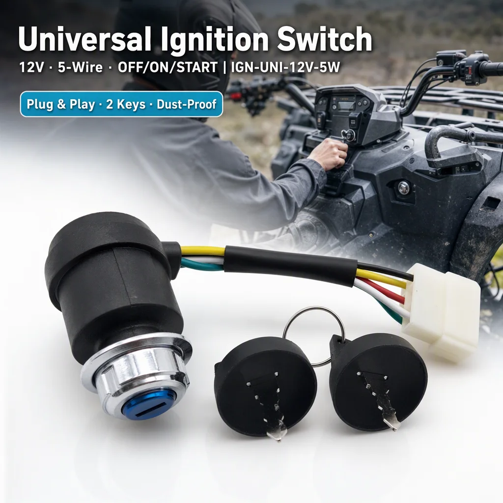 5-Wire 5 Pin Ignition Key Switch for 186F 192F Diesel Generator ATV with 2 Keys OFF ON START 12V 3A Replacement Parts