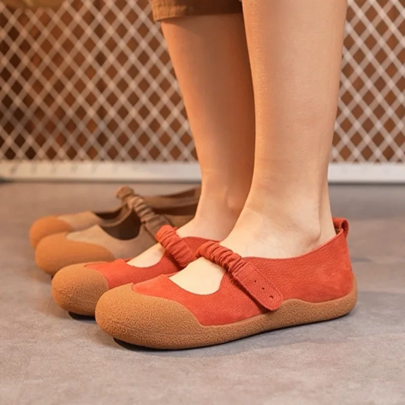 

Birkuir/Женская обувь Мэри Джейн на плоской подошве в стиле ретро, роскошная прогулочная повседневная обувь из натуральной кожи на мягкой подошве на плоской подошве с эластичной лентой