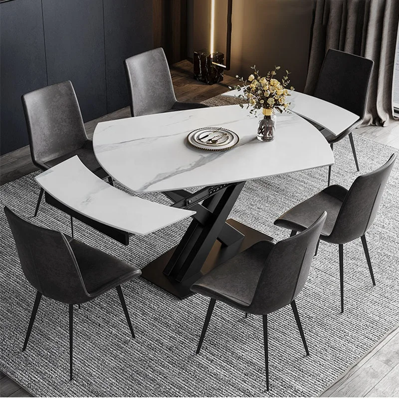 Luxury 180cm Rectangle Oval Marble Extendable Dinning Table Dinning Table Modern Luxury Extendable Dining Table Ceramic