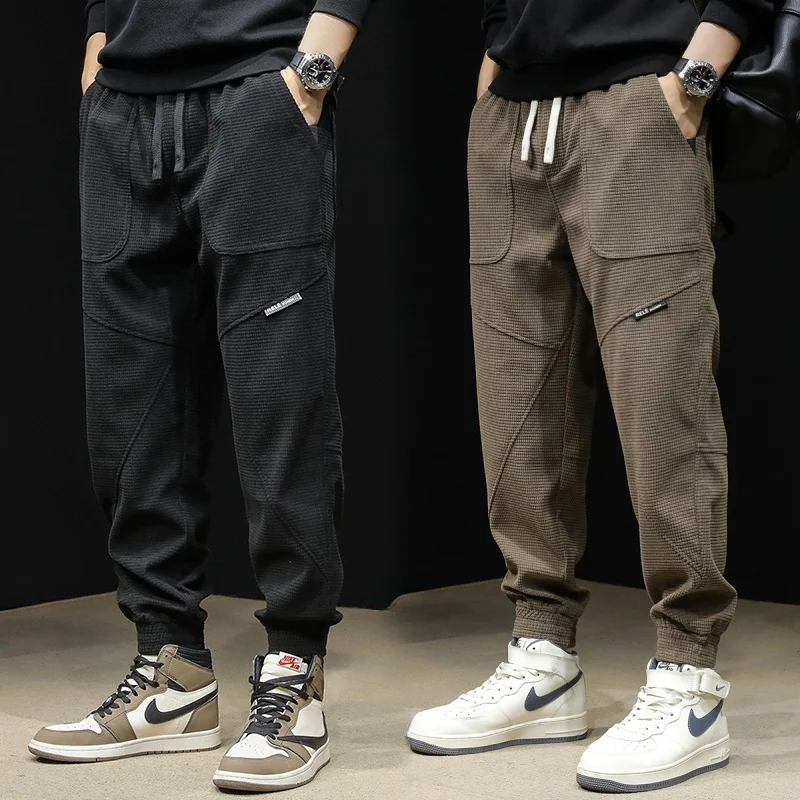 

Мужские вельветовые спортивные штаны Thiened, осень-зима, модная брендовая рабочая одежда в стиле Харадзюку с манжетами, верхняя одежда на подкладке, повседневные брюки