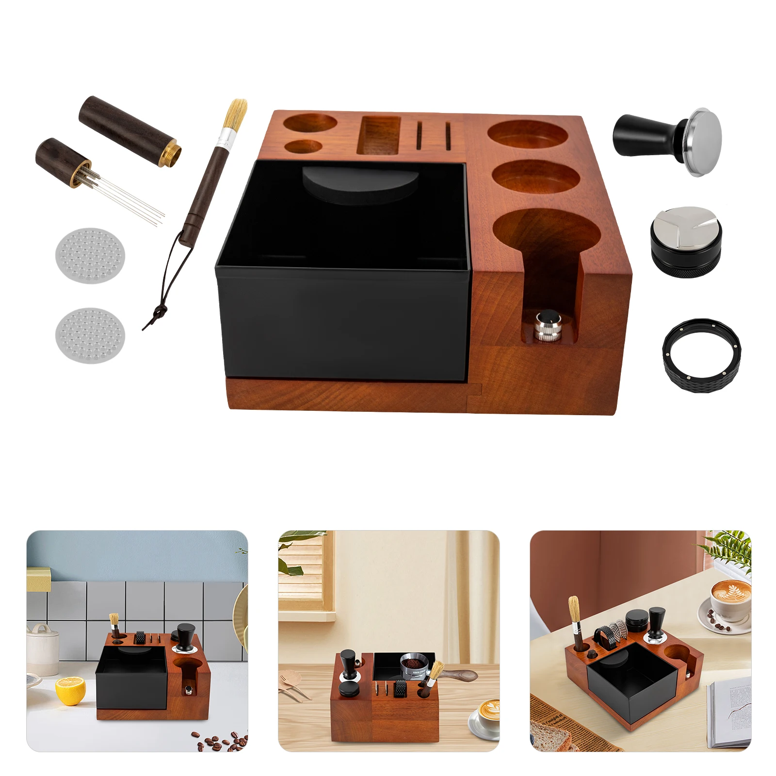 

Wood Color Coffee Accessories Organizer Solid Wood Coffee Grounds Knock Box for Home Milk Tea Shop Coffee Shop