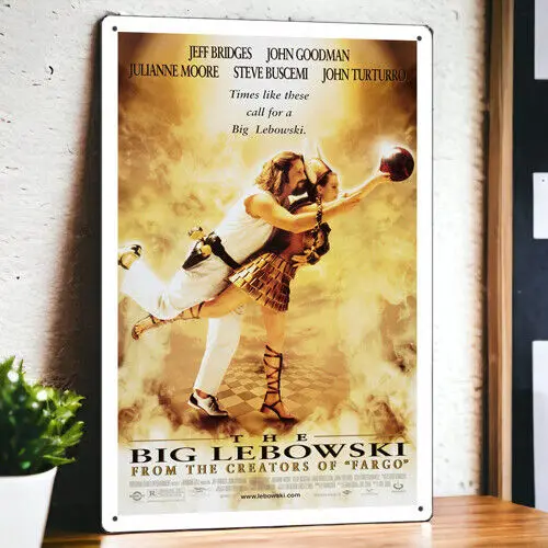 Metalowy plakat filmowy Big Lebowski (1998) Blaszany znak Plakietka Film 8"x12"