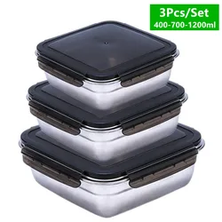 1200/750/400ML Lunch Box Sets Food Grade 304 Stainless Steel Anti-leak Bento Box Strong Tightness Microwave Can Heating Lunchbox