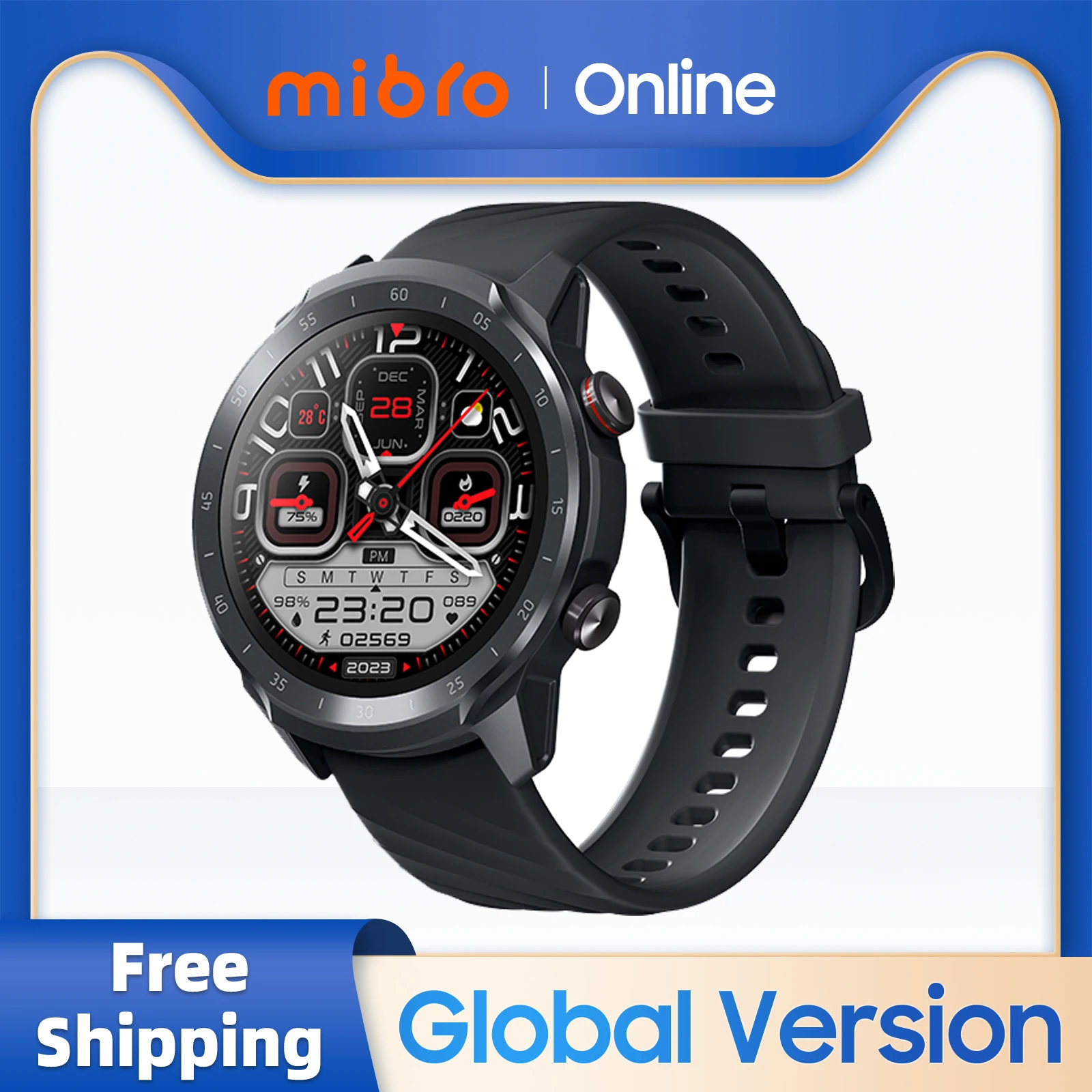 Global Version Mibro A2 Smartwatch 1.39Inch HD Screen Metal Bezel Bluetooth Call Waterproof Sports Smart Watch For iOS Android