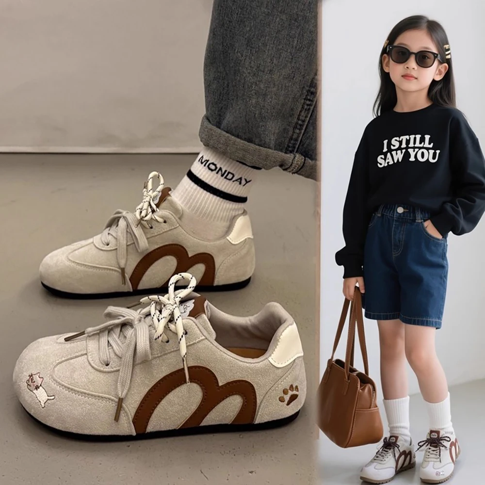 

Cute Cat Funny Sport Shoes For Children PU Leather Lightweight Teenager Kid's Sneakers Anti-slippery Boy's Girl's Tennis Shoes