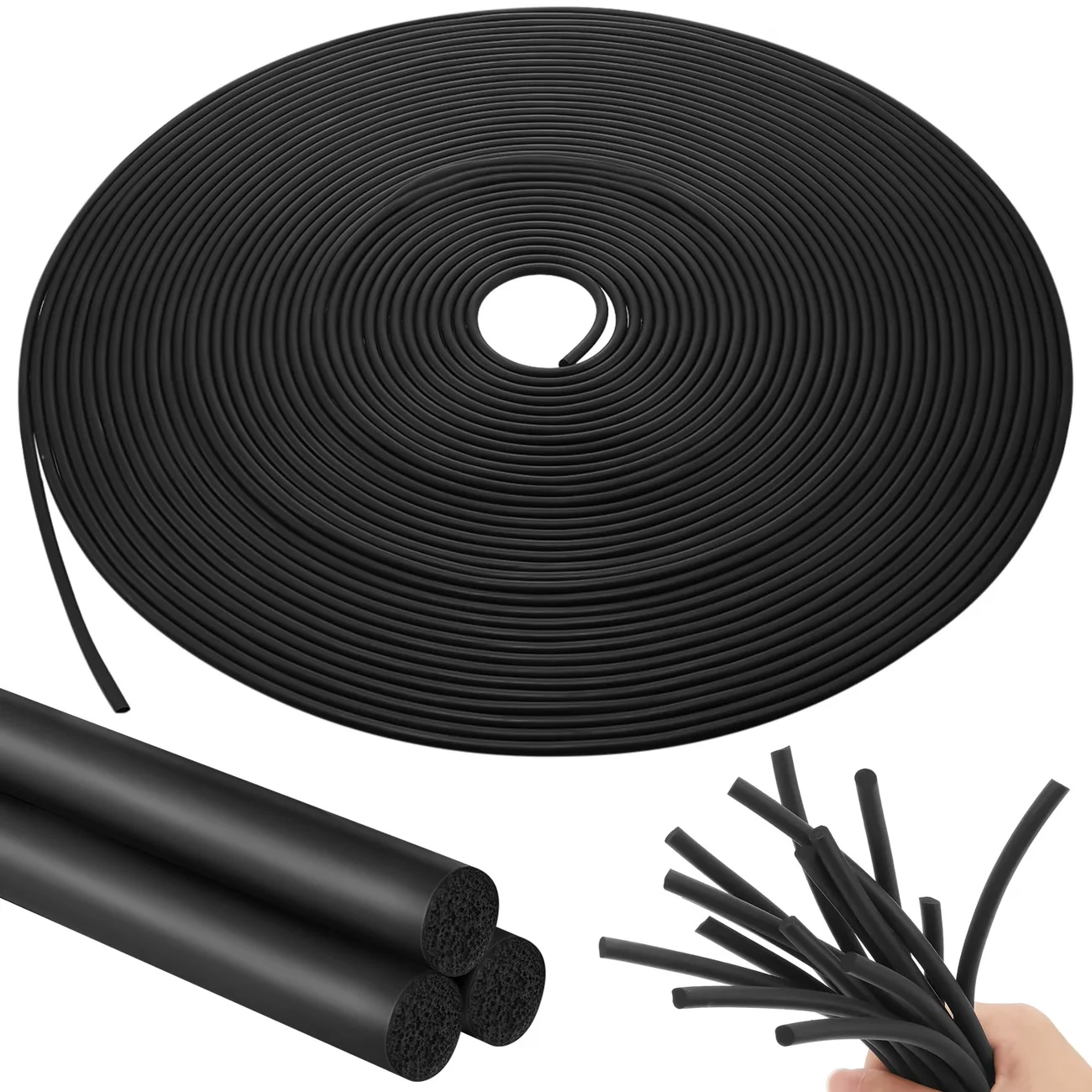 

20m O Type EPDM Rubber Foam Sealing Strip Round Sponge Cord Dustproof Soundproof Door Window Cabinet Seal Strip 2-20mm