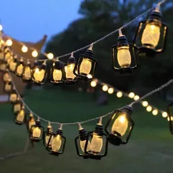 Black Lantern String Lights for Bedroom Patio Garden Holiday Home Indoor Christmas Decorations Mini Kerosene Lights String 673
