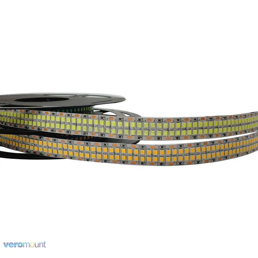 Imagem -02 - Dupla Linha Led Strip Lights Flexível Smd Tape Rope Cool And Warm White Não Impermeável 240leds 480leds 24v dc 2835 4000k 5m 12v 24v Ip20