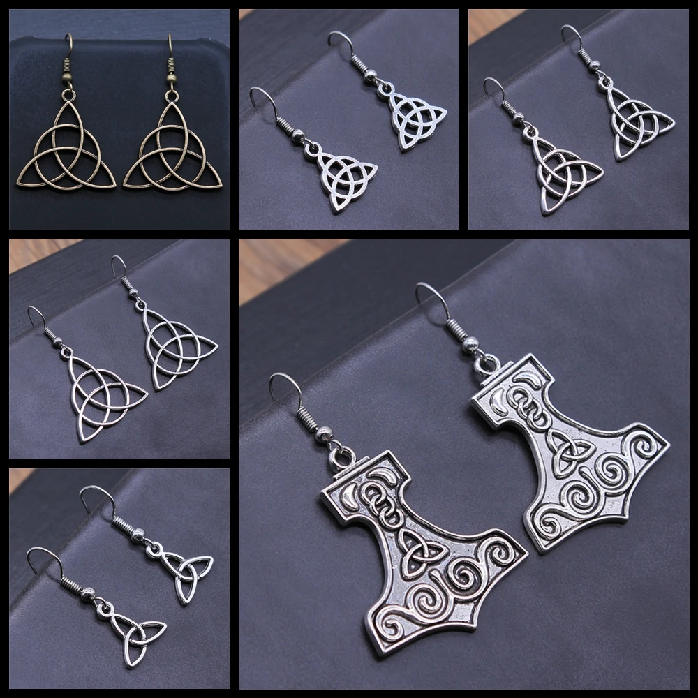 Vintage Triquetra Symbol Lucky Amulet Viking Nordic Odin Symbol Studs Earring Triquetra Earrings For Women Girl Gift