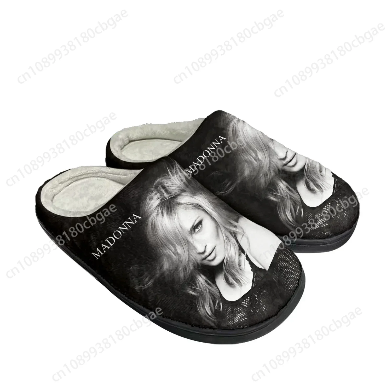 

Madonna pop rock singer disco Home Cotton Custom Slippers Mens Womens Sandals Plush Bedroom Keep Warm Shoe Thermal Slipper Black