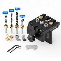 3 In 1 Kit di maschere per tasselli per la lavorazione del legno guida di perforazione regolabile localizzatore di perforatori foro tascabile Jig Clip di posizionamento strumenti per falegname