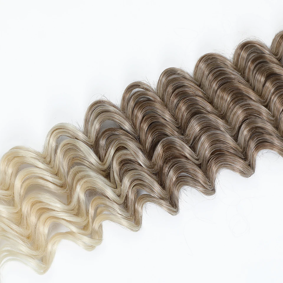 Tiefe Welle Twist Flechten Haarverlängerungen für Frauen Hochwertige synthetische Häkelzöpfe Haar 24 Zoll Ombre Bug Braun Afro Locken – Detail 23